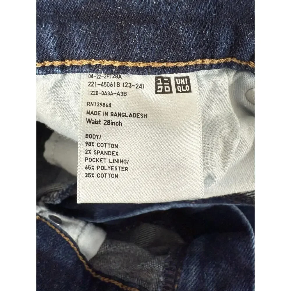 Uniqlo Sz 28 High Rise Slim Flared Jeans Blue Stretch‎ Denim Pants